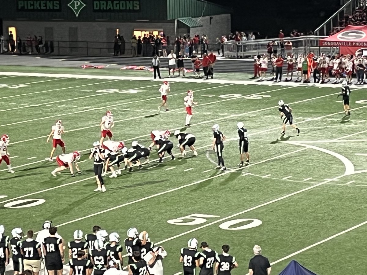 Convincing win tonight in Jasper! Our Dragons get down 7-0 early then score 34 unanswered points in route to a 34-14 victory over Sonoraville! Next up - next Friday’s trip up north against our big rival! #PickensFootball #DragonNation