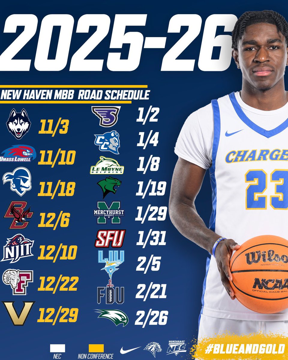 The traveling party hits these arenas around the country

#BlueAndGold | #NECMBB
