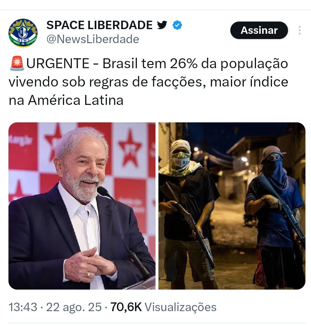 O Brasil é um narcoestado regido por um sistema cleptocrata que sempre favorece o crime organizado, o próprio 'presidente' é um corrupto que tem ligações com às FARC e diversos grupos terroristas.