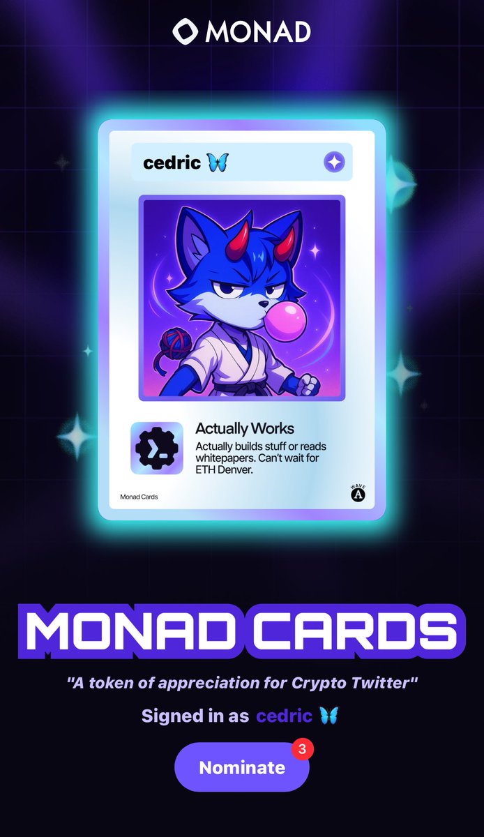 eth_cedric's tweet image. Tough times forge true believers. Noise down, focus up, keep building. 

Just picked up my @monad card.