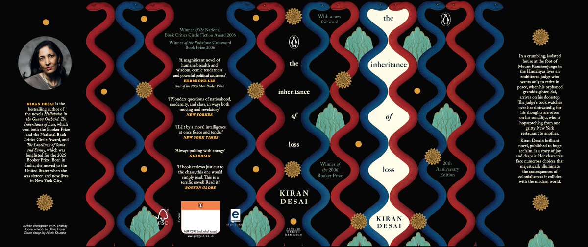 Manasi Subramaniam (@sorcerical) on Twitter photo In 2006, Kiran Desai published The Inheritance of Loss. After nearly 20 years, she returns with a new book next month. To mark that passage, we unveil this resplendent new edition with <a href="/oliviafraserart/">olivia fraser</a>’s serpents coiling through suns and stars and blossoms unfurling at the edges. In 2006, Kiran Desai published The Inheritance of Loss. After nearly 20 years, she returns with a new book next month. To mark that passage, we unveil this resplendent new edition with <a href="/oliviafraserart/">olivia fraser</a>’s serpents coiling through suns and stars and blossoms unfurling at the edges.