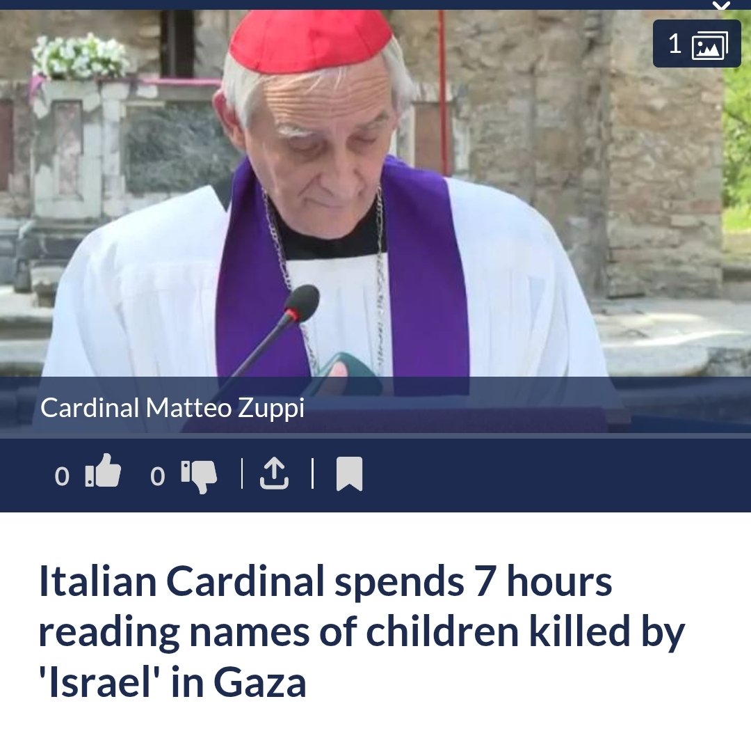 Italian cardinal Matteo Zuppi, head of the Italian Bishops’ Conference, led a seven-hour prayer vigil on Thursday, August 14, in Marzabotto, Italy, reading aloud the names of every child killed in the 'Israeli' aggression on Gaza since the latest war began in 2023.