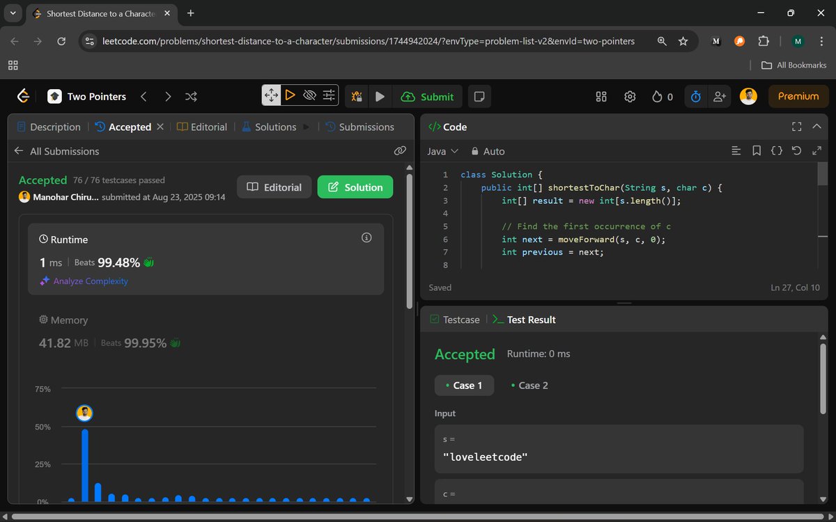 Manohar2909's tweet image. 🚀 Day 84 of 100: Problem-Solving with Strings – Precision in Distance & Reversal
821. Shortest Distance to a Character
917. Reverse Only Letters
#Day84 #StringManipulation #JavaProgramming #TwoPointer #LeetCode #CodingCommunity #DSAWithJava #TechCareers #CleanCode #connect