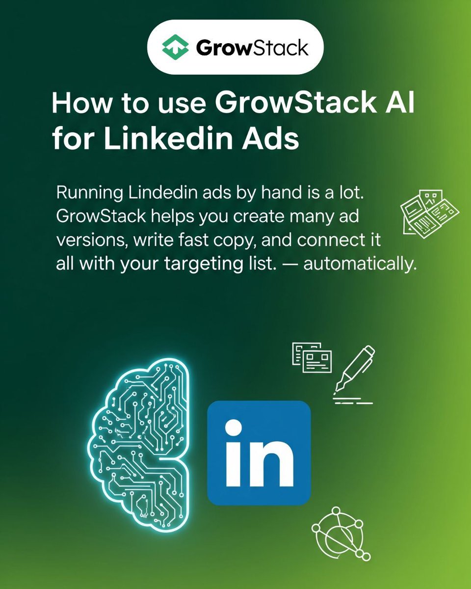 GrowStack AI (@growstackai) on Twitter photo Running ads shouldn’t take forever.
GrowStack makes LinkedIn ad setup quicker and easier.
growstack.ai 📩 support@growstack.ai
#LinkedInAds #AdAutomation #GrowthHacking #GrowStackAI Running ads shouldn’t take forever.
GrowStack makes LinkedIn ad setup quicker and easier.
growstack.ai 📩 support@growstack.ai
#LinkedInAds #AdAutomation #GrowthHacking #GrowStackAI