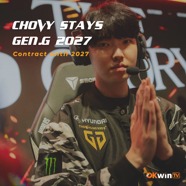 OKwinTV_Esport's tweet photo. 🚨 CHOVY STAYS – GEN.G 2027
GEN.G công bố hợp đồng mới với Chovy đến năm 2027 🔥
🗣 Midlaner huyền thoại tiếp tục gắn bó cùng GEN.G để chinh phục CKTG.
#Chovy #GenG #LCK #LMHT #OKwinTV #OKFun #OKwinTVSport https://t.co/9uZAAGHPHA