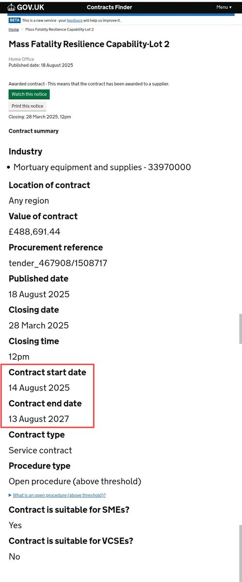 AnandPanna1's tweet image. 🚨England has just signed contracts on 18th August 2025 for a mass casualty event

Contract Start Date : 14 Aug 2025
Contract End Date : 13 Aug 2027

Why? 

contractsfinder.service.gov.uk/Notice/6bc9c97…

#BeastSystem #NWO