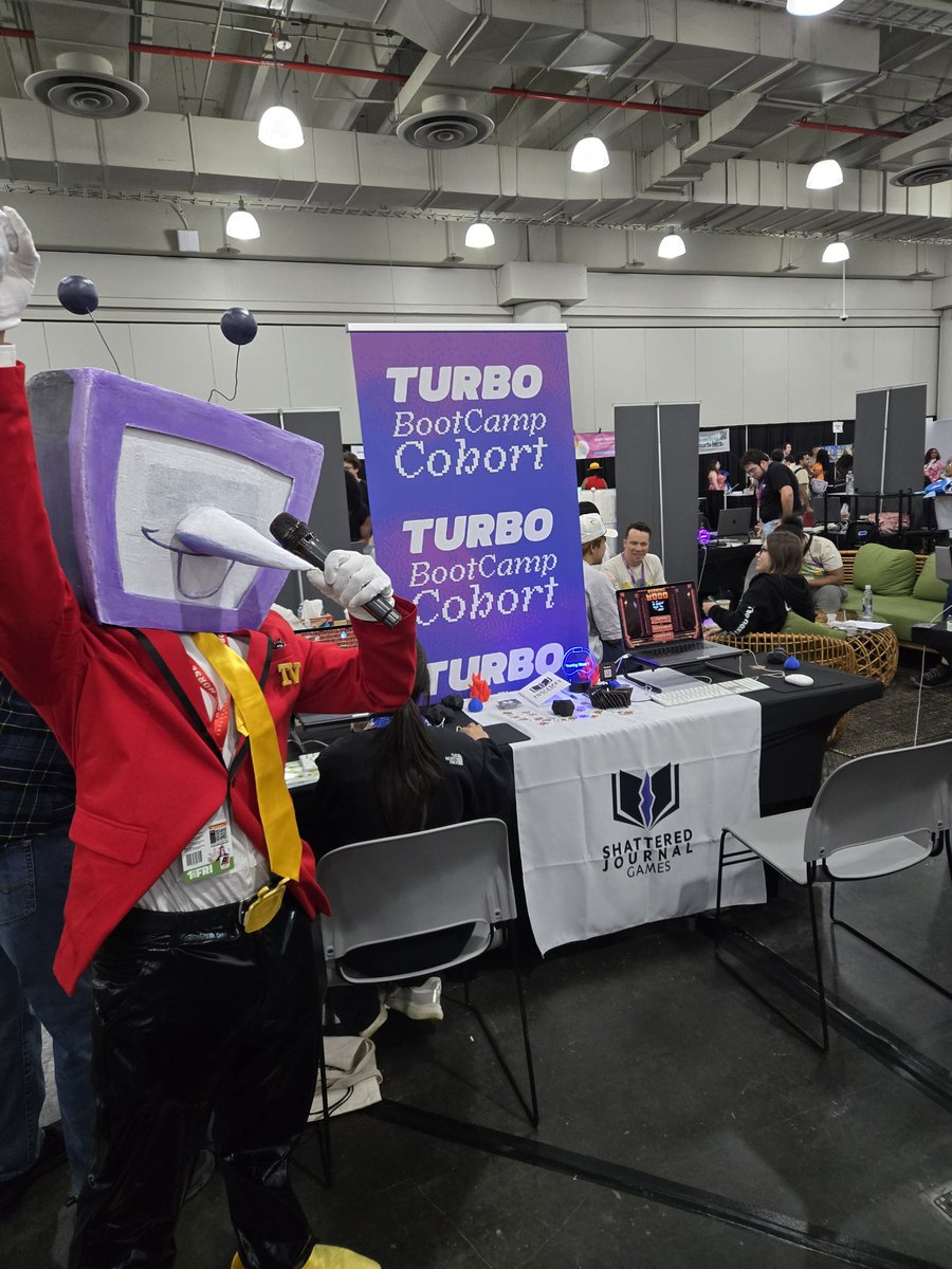 Day 1 of #PlayNYC2025 complete!

People were gaming at both the Unidentified Feline Obliterators &amp; <a href="/FrogMageUdon/">Frogmageddon</a> booth, and at the <a href="/makegamesfast/">Turbo</a> booth with Burning Wood VS! People drew a bunch of cats and frogs on our walls.

2 more days to play our epic games!!