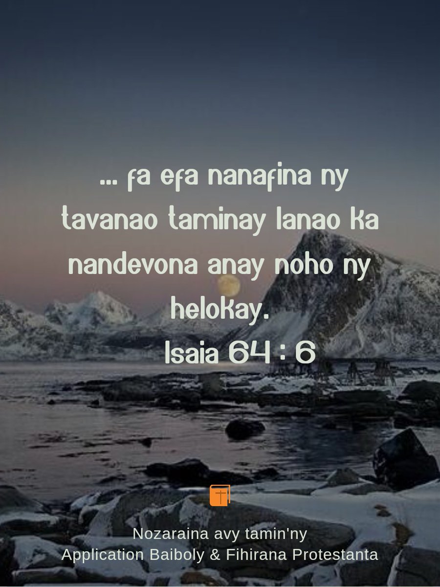 _fiadanana's tweet photo. Misy zavatra toa lazain'ny kristiana sasany ho marina, kanefa tsy nilaza izany mihitsy Jesosy

❌ Toy ny hoe: Manaova ny mety dia ho voavonjy ianao.

Tsia tompoko ! Tsy ny ezaka ataonao no hahavonjy anao, ary tsy hahavita hamafa ny otanao mihitsy ny fiezahanao. https://t.co/K7c4drqq1K