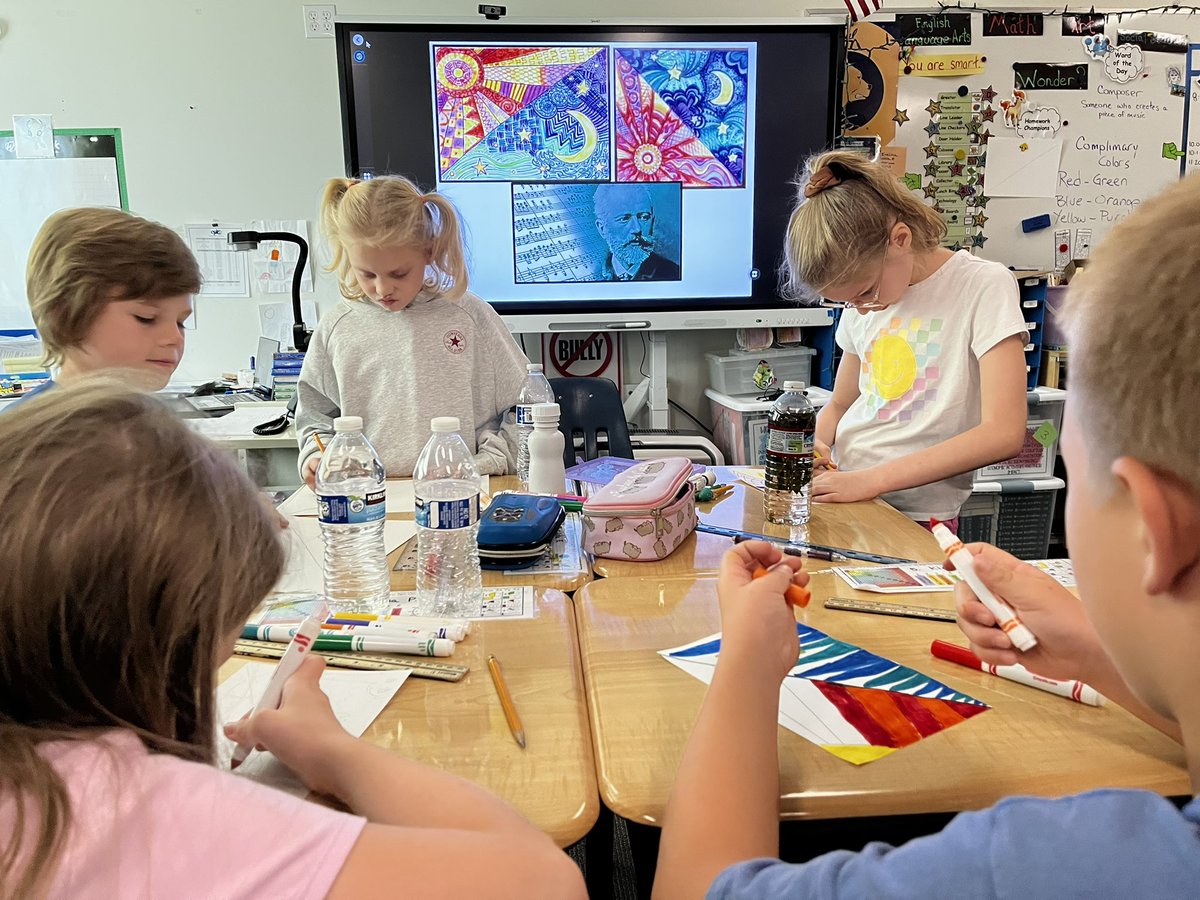 clstward1's tweet image. #GCC_Charters @EPIC_academics #4thgrade explore music/visual arts Inspired by classical music ss create w/complementary colors to express mood/emotions In this cross-disciplinary approach ss found art can relay feelings&transcend cultural boundaries @gcc_jsample @iborganization