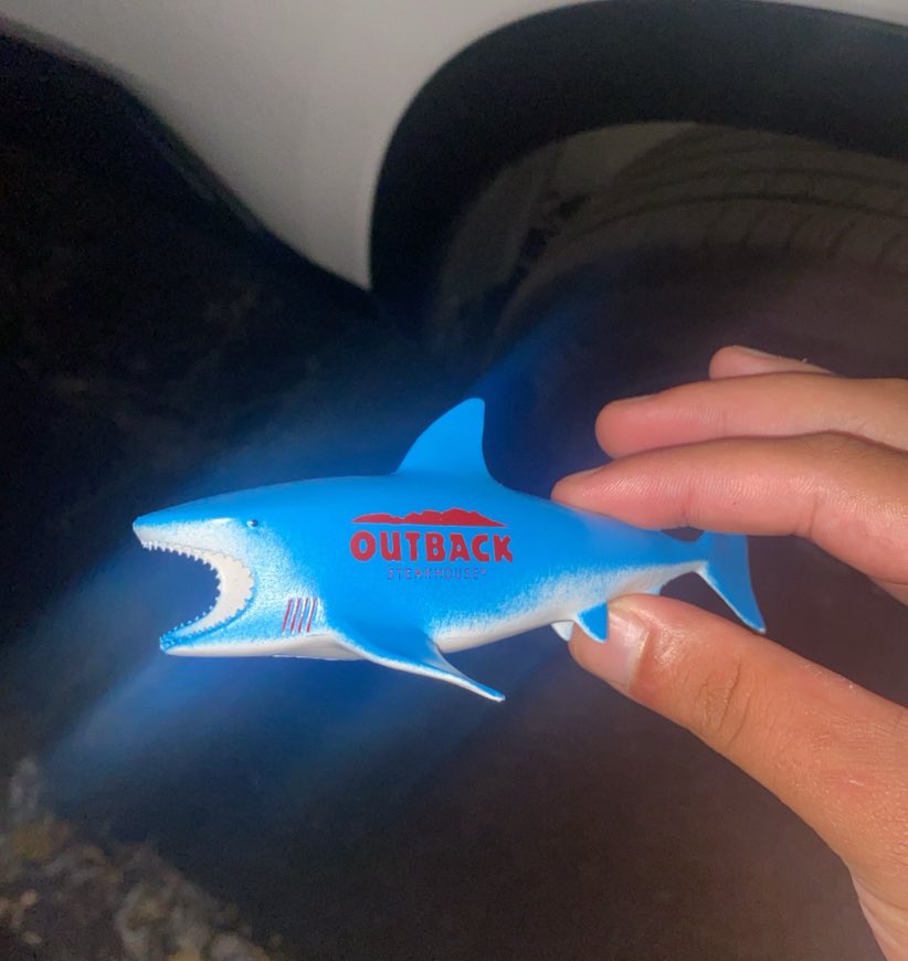 Thanks for the free shark! It’s a tie of what this reminds me of….King shark from peacemaker, JAWS, and sharknado….even tho I am Muslim and don’t drink I received this by asking #Outback #outbacksteakhouse #sharknado #kingshark #jaws #sharks #shark