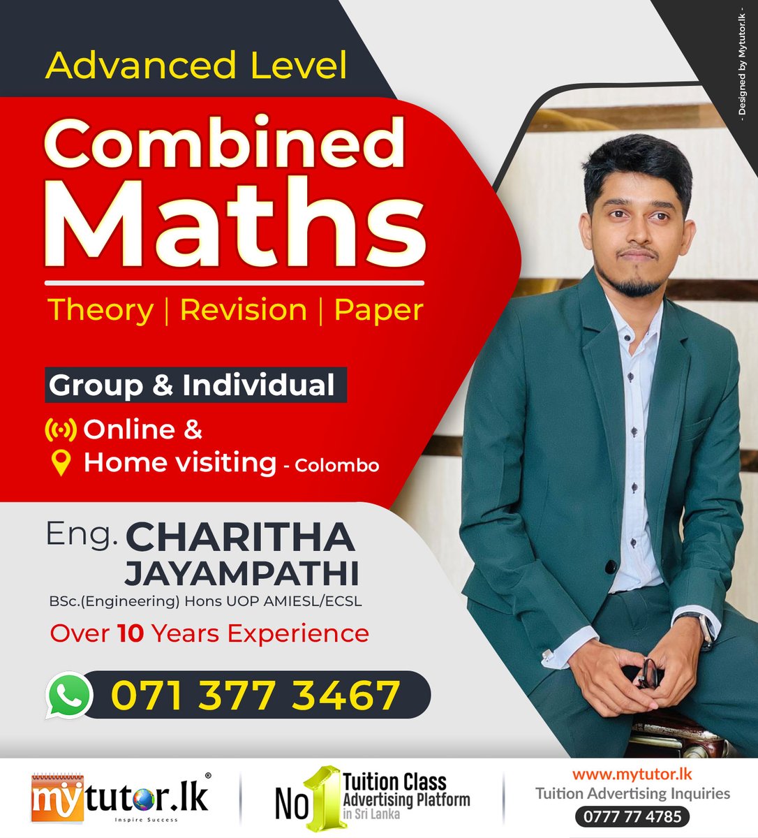mytutorlk's tweet image. 🥇𝗧𝗼𝗽𝗔𝗱
“Not just learning… Mastering Combined Mathematics!” Group &amp;amp; Individual A/L Classes Led by a Qualified &amp;amp; Experienced Tutor
View more : tinyurl.com/3fbv6mrt