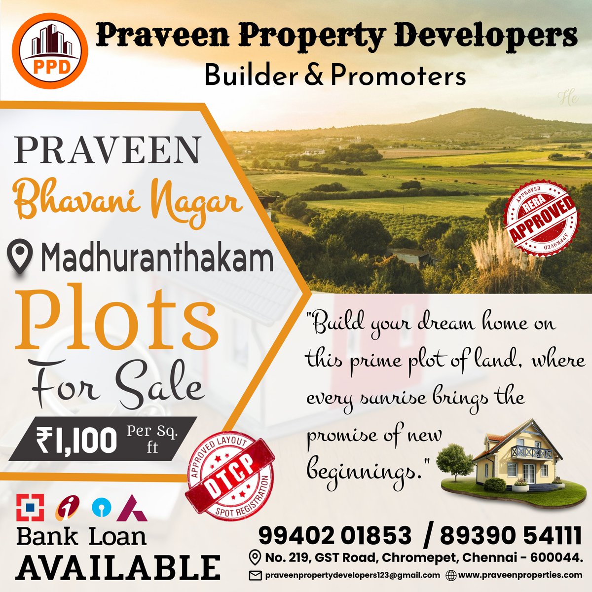 PRAVEENPROP111's tweet photo. Plot for Sale @ Madhuranthakam

🌈 Praveen Bhavani Nagar

📐Land Area: 600 sq. ft - 3000 sq. ft
✅DTCP Approved
✅RERA Approved
🏦Loan Eligible
💰 Price: ₹6.60 Lakhs (N)

📄 Brochure: https://t.co/Od18wZjjcz

#LimYoonA #SUPERSHOW #ChennaiRains #Chennai #WHUFC #Russian #CHAN https://t.co/8SXzLtuZHl