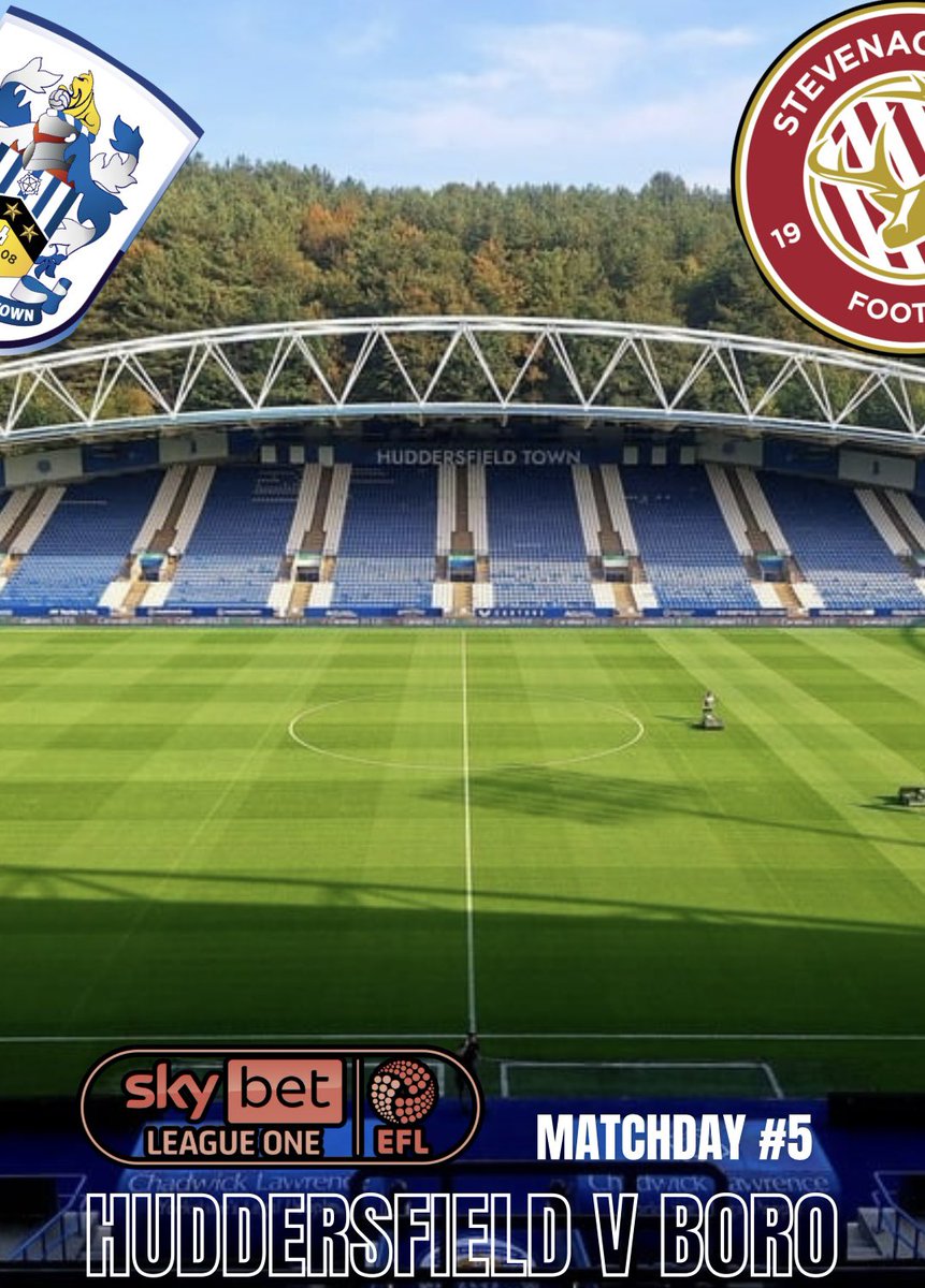 The Stevenage FC Podcast (@tsfcpodcast) on Twitter photo ITS MATCHDAY #5!!! 🔵🙌
TOP OF THE TABLE CLASH….
5th v 1st…
🏆<a href="/SkyBetLeagueOne/">Sky Bet League One</a>
<a href="/htafc/">Huddersfield Town</a> 🆚 <a href="/StevenageFC/">Stevenage FC 🔴⚪</a>
⌚️3pm KO
🏟️Accu Stadium
#SFCPOD 🔵🔴⚽️ ITS MATCHDAY #5!!! 🔵🙌
TOP OF THE TABLE CLASH….
5th v 1st…
🏆<a href="/SkyBetLeagueOne/">Sky Bet League One</a>
<a href="/htafc/">Huddersfield Town</a> 🆚 <a href="/StevenageFC/">Stevenage FC 🔴⚪</a>
⌚️3pm KO
🏟️Accu Stadium
#SFCPOD 🔵🔴⚽️