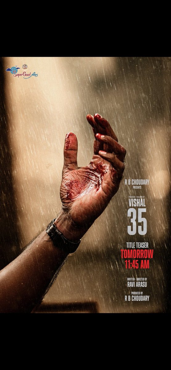 Raviarasu (@dir_raviarasu) on Twitter photo 💥🔥⚓Get ready for the Power packed Title teaser of #Vishal35 releasing tomorrow at 11:45am ⚓🔥💥
<a href="/VishalKOfficial/">Vishal</a> <a href="/SuperGoodFilms_/">Super Good Films</a> <a href="/officialdushara/">Dushara</a> <a href="/yoursanjali/">Anjali</a> <a href="/gvprakash/">G.V.Prakash Kumar</a> <a href="/dhilipaction/">Dhilip Subbarayan</a> <a href="/Richardmnathan/">Richard M Nathan</a> <a href="/Gdurairaj10/">G durairaj</a> <a href="/Ponparthiban/">ponparthiban@creation</a> <a href="/RIAZtheboss/">RIAZ K AHMED</a> 💥🔥⚓Get ready for the Power packed Title teaser of #Vishal35 releasing tomorrow at 11:45am ⚓🔥💥
<a href="/VishalKOfficial/">Vishal</a> <a href="/SuperGoodFilms_/">Super Good Films</a> <a href="/officialdushara/">Dushara</a> <a href="/yoursanjali/">Anjali</a> <a href="/gvprakash/">G.V.Prakash Kumar</a> <a href="/dhilipaction/">Dhilip Subbarayan</a> <a href="/Richardmnathan/">Richard M Nathan</a> <a href="/Gdurairaj10/">G durairaj</a> <a href="/Ponparthiban/">ponparthiban@creation</a> <a href="/RIAZtheboss/">RIAZ K AHMED</a>