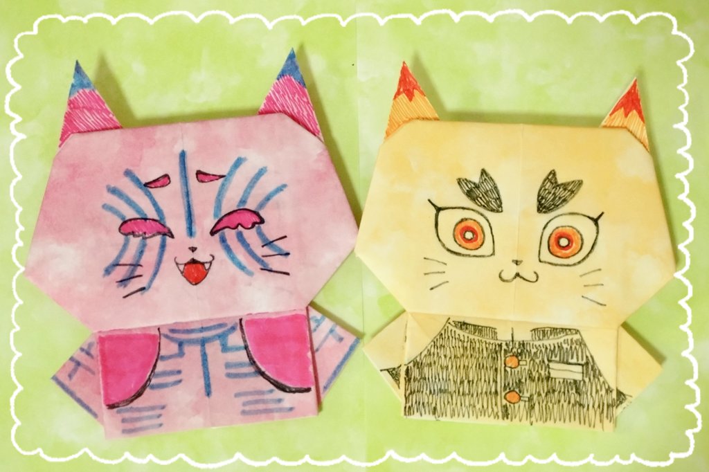 折"り"紙にゃかれん作った^. ̫.^❄️🔥