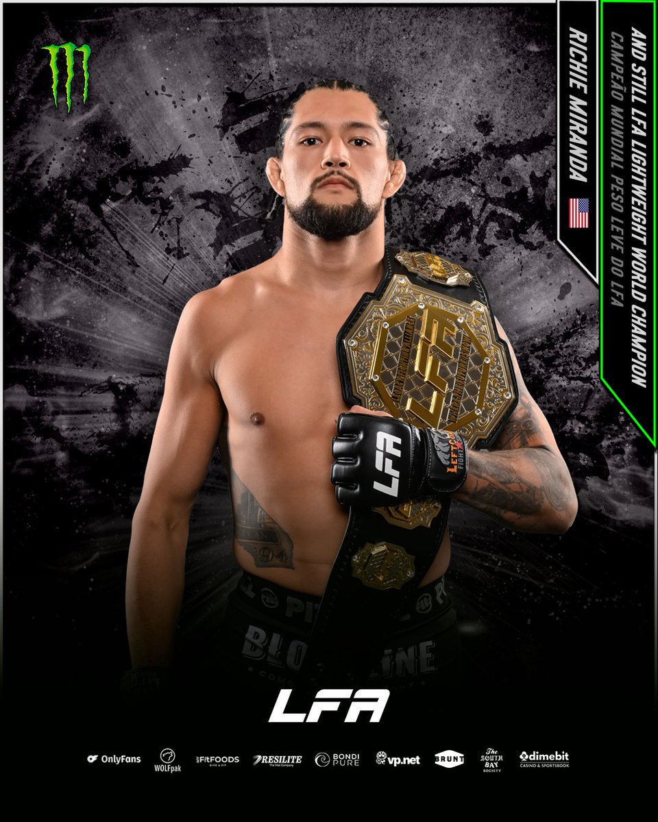 LFA (@lfafighting) on Twitter photo #AndStill LFA Lightweight World Champion ππ₯πΊπΈ
Richie Miranda <a href="/el_machete714/">Richie Miranda</a> defeated Ilay Barzilay via unanimous decision (49-46, 49-46, 49-46).
πΊπΈ
#LFAThrowdown
#LFA215 #AndStill LFA Lightweight World Champion ππ₯πΊπΈ
Richie Miranda <a href="/el_machete714/">Richie Miranda</a> defeated Ilay Barzilay via unanimous decision (49-46, 49-46, 49-46).
πΊπΈ
#LFAThrowdown
#LFA215