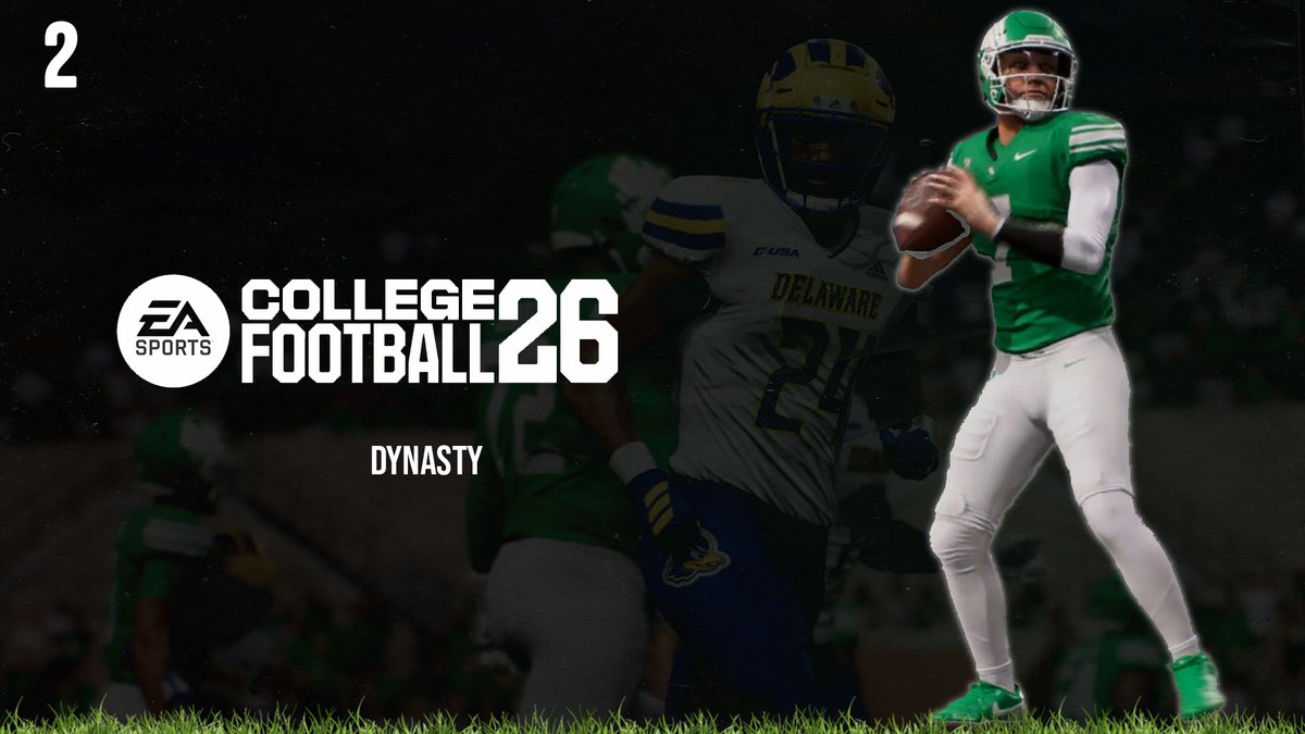 ProSimStudios's tweet photo. College Football 26 | Realistic Dynasty | EP2
Week 1 in Denton! The @MeanGreenFB open the Phil Gaines era against Delaware in a thriller you won’t want to miss. Can the Air Raid light up the scoreboard, or will the Blue Hens crash the party?
#ProSim | #NorthTexas | #CollegeFootball