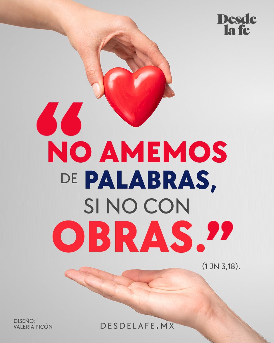 El amor no se mide en likes ni en frases bonitas, sino en lo que hacemos por los demás.🤲
San Juan nos recuerda: “No amemos de palabra, sino con obras”.
Amar es salir de ti mismo, compartir lo que eres y dejar que tu vida sea un regalo para el otro. ❤👀

desdelafe.mx/noticias/la-vo…