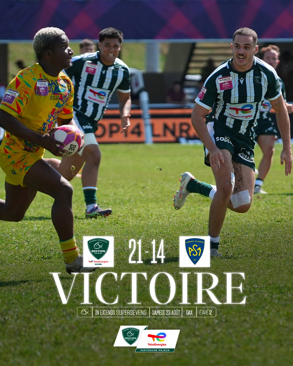 Section Paloise Béarn Pyrénées (@sectionpaloise) on Twitter photo 🏉 La 𝘚𝑒𝘤𝑡𝘪𝑜𝘯 𝘗𝑎𝘭𝑜𝘪𝑠𝘦 𝘛𝑜𝘵𝑎𝘭𝐸𝘯𝑒𝘳𝑔𝘪𝑒𝘴 𝘚𝑒𝘷𝑒𝘯𝑠 remporte son premier match de la journée face à l’ASM Sevens 💪
#SectionSevens #HonhaSection 🏉 La 𝘚𝑒𝘤𝑡𝘪𝑜𝘯 𝘗𝑎𝘭𝑜𝘪𝑠𝘦 𝘛𝑜𝘵𝑎𝘭𝐸𝘯𝑒𝘳𝑔𝘪𝑒𝘴 𝘚𝑒𝘷𝑒𝘯𝑠 remporte son premier match de la journée face à l’ASM Sevens 💪
#SectionSevens #HonhaSection