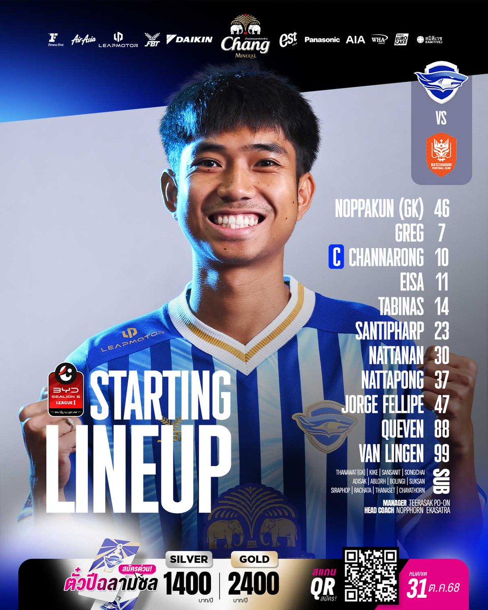 ChonFCOfficial's tweet photo. #LineUp 11 ตัวจริงฉลามชล !
ชลบุรี 🦈 V 🐉 ราชบุรี
#ChonRbfc
🔴 #ThaiLeague 25/26 𝐌𝐃 02
🗓 ส 23 ส.ค. 🕧 19:00 น.
🏟 ชลบุรี ไดกิ้น สเตเดียม
🎥 #Monomax #AISPLAY
#ฉลามชล #ชลบุรีเอฟซี
#ChonburiFC https://t.co/Efje3fgiRm