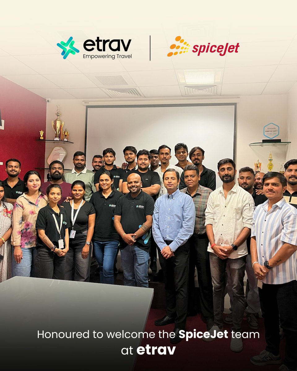 ETravTravelAPI's tweet image. We were delighted to host the @flyspicejet team at etrav for an insightful session on their new value-added services.
Collaborations like these help us empower our agents with better solutions and enhanced travel experiences.
#etrav #SpiceJet #Collaboration #EmpoweringTravel
