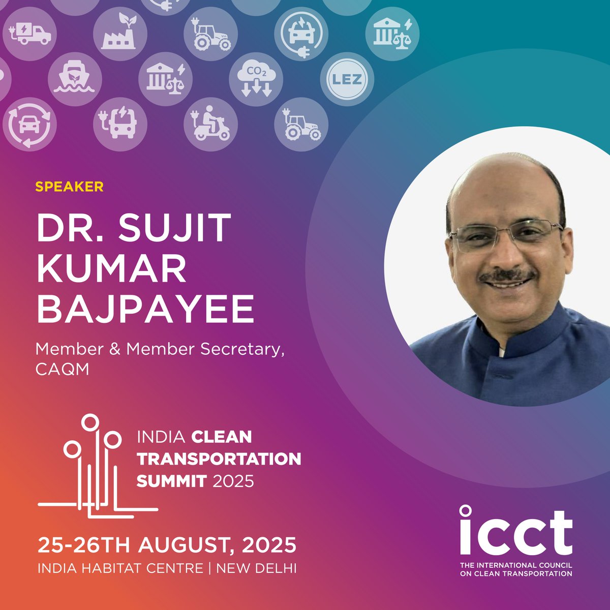 TheICCT_India (@theicct_india) on Twitter photo We're honoured to host <a href="/Bajpayeesk/">Dr. Sujit K Bajpayee</a> , Member & Member Secretary, <a href="/CAQM_Official/">Commission for Air Quality Management</a> to #ICTS2025!
He joins the session:
"From School Gates to City Streets – prioritizing children’s health & mobility"
📅 26 Aug | New Delhi
🔗 theicct.org/icts25/ We're honoured to host <a href="/Bajpayeesk/">Dr. Sujit K Bajpayee</a> , Member & Member Secretary, <a href="/CAQM_Official/">Commission for Air Quality Management</a> to #ICTS2025!
He joins the session:
"From School Gates to City Streets – prioritizing children’s health & mobility"
📅 26 Aug | New Delhi
🔗 theicct.org/icts25/