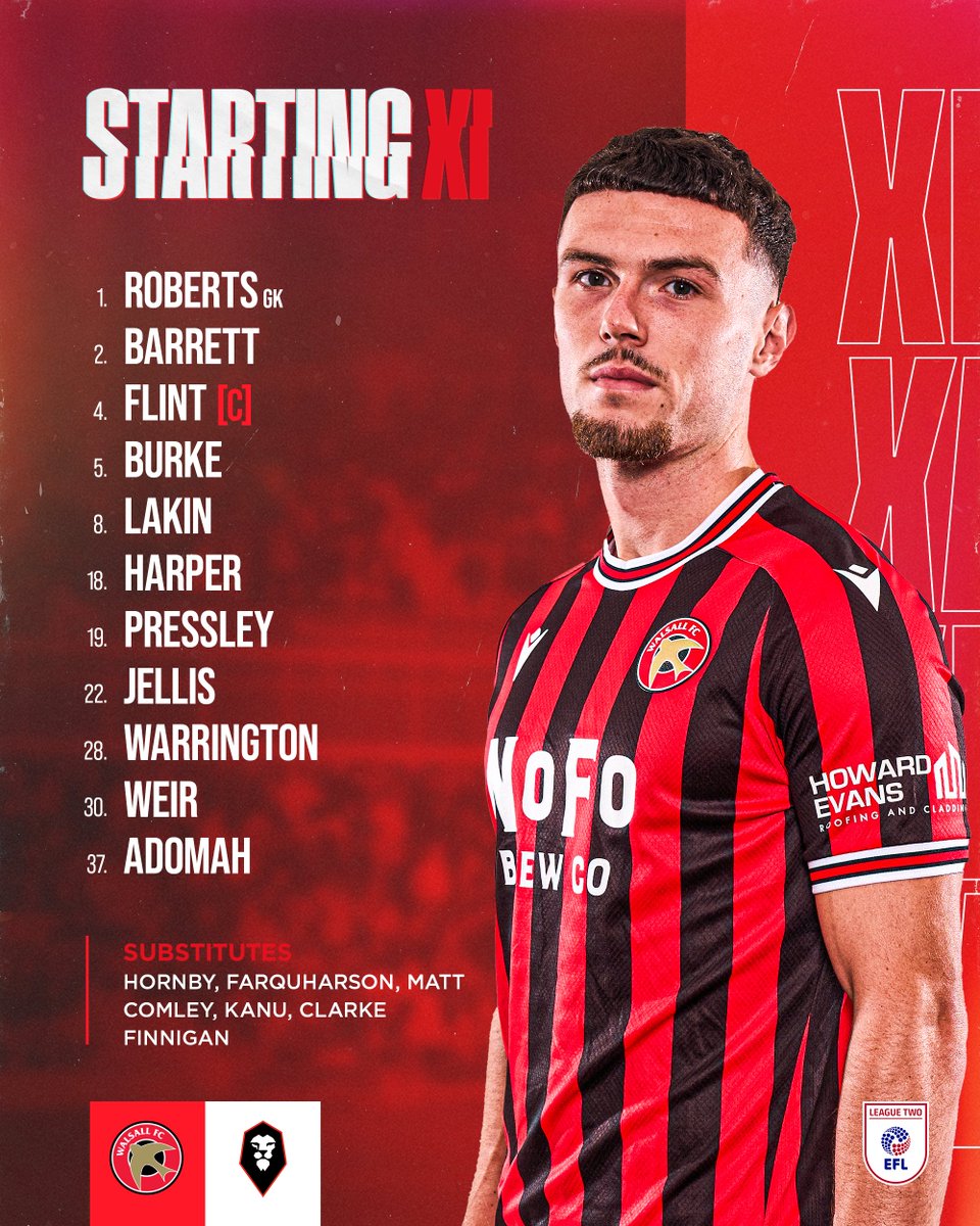 📃 𝐓𝐄𝐀𝐌 𝐍𝐄𝐖𝐒 📃

Today's #Saddlers XI! 🙌