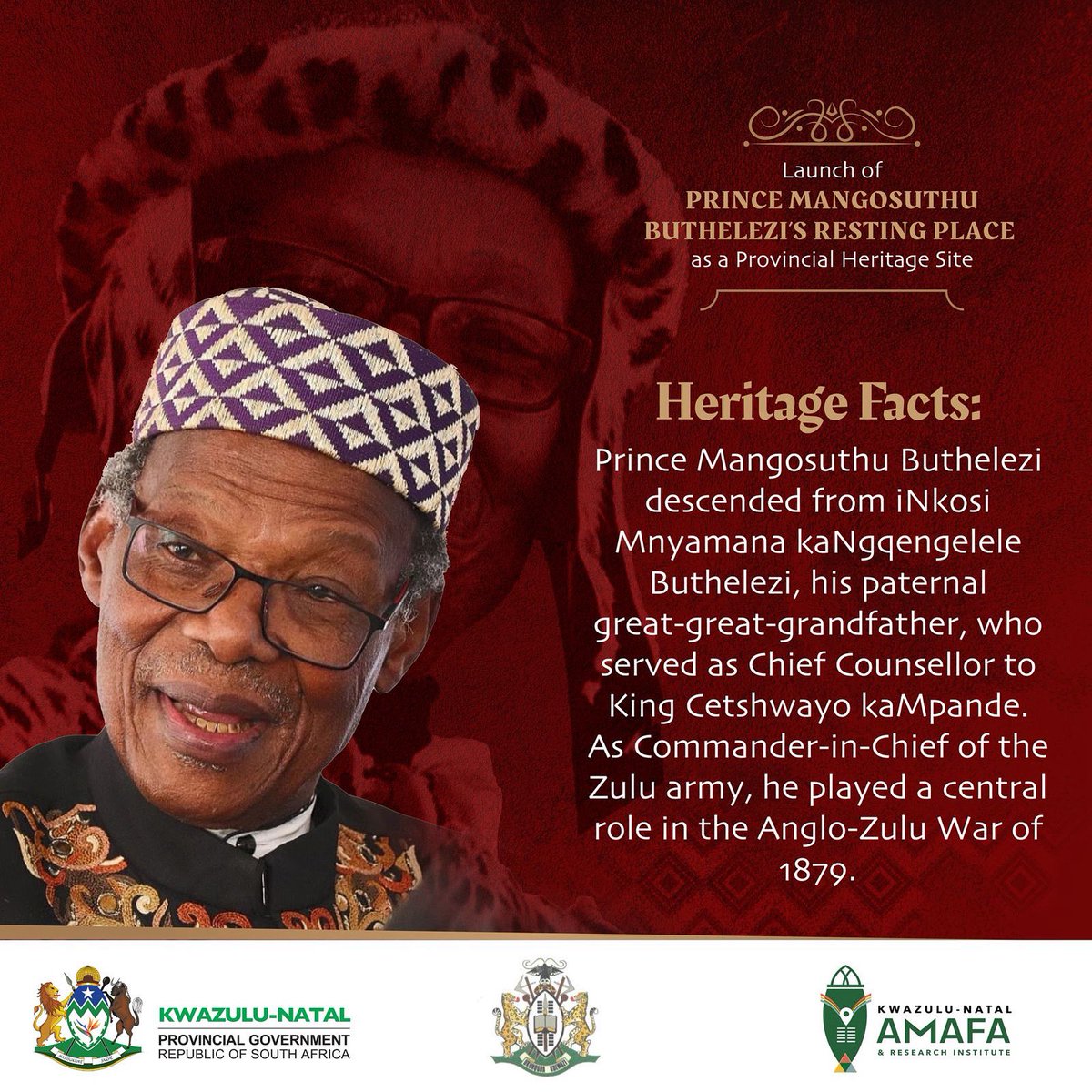 As a build-up to the launch of Prince Mangosuthu Buthelezi’s grave as a Provincial Heritage Site, taking place on Wednesday, 27 August, we share this Heritage Fact. #kznamafa #KarinaCoimera