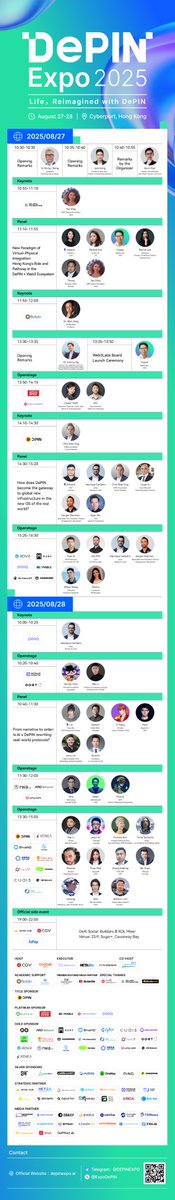 🎉4️⃣days left until the grand opening of DePIN Expo 2025 <a href="/ExpoDePIN/">DePIN Expo</a> !
📅Date: August 27–28, 2025
📍Venue: Cyberport, Hong Kong
🔗Registration: lu.ma/1qol9wna
🌟Don’t miss this grand event! The event is hosted by CGV <a href="/CGVFOF/">CGV FoF</a> and DeMall <a href="/demallai/">DeMall</a> , executive hosted by