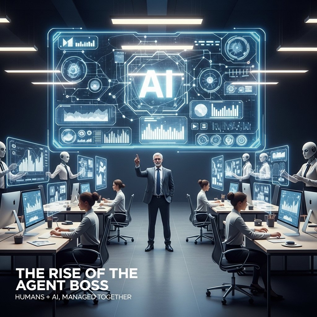 Artechway's tweet image. 🤖👔 The "Agent Boss" era is here! Smart leaders are already orchestrating hybrid teams of AI agents + humans, seeing 3x productivity gains. The future of management = human creativity + AI efficiency. Are you ready to lead both? #AgentBoss #AIManagement #HybridWorkforce