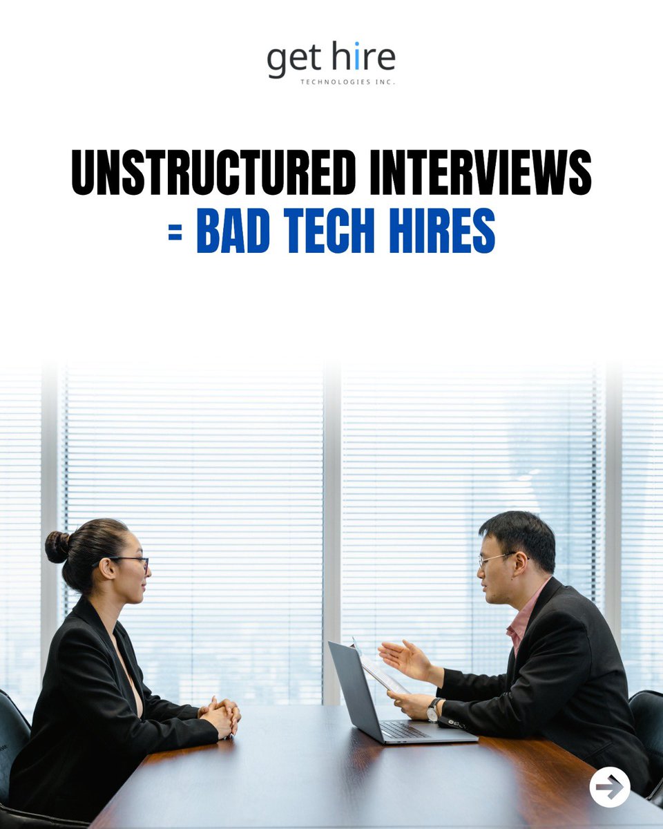 gethiretech's tweet image. A successful hire starts with a structured interview. Plan ahead for better results! 🚀
.
.
.
.
 #InterviewSuccess #StructuredHiring #TechTalent #HiringTips #WorkplaceGrowth