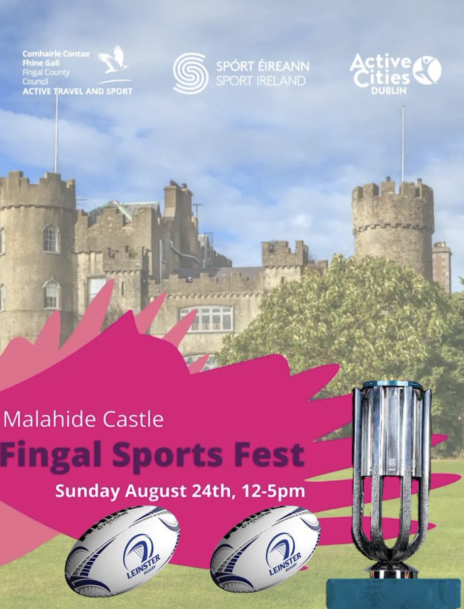 Looking forward to a great day in Malahide castle tomorow, come visit us show off your pass on our passing wall and win a prize, and come get your photo with the URC trophy! #neverstopcompeting #fingalsportsfest