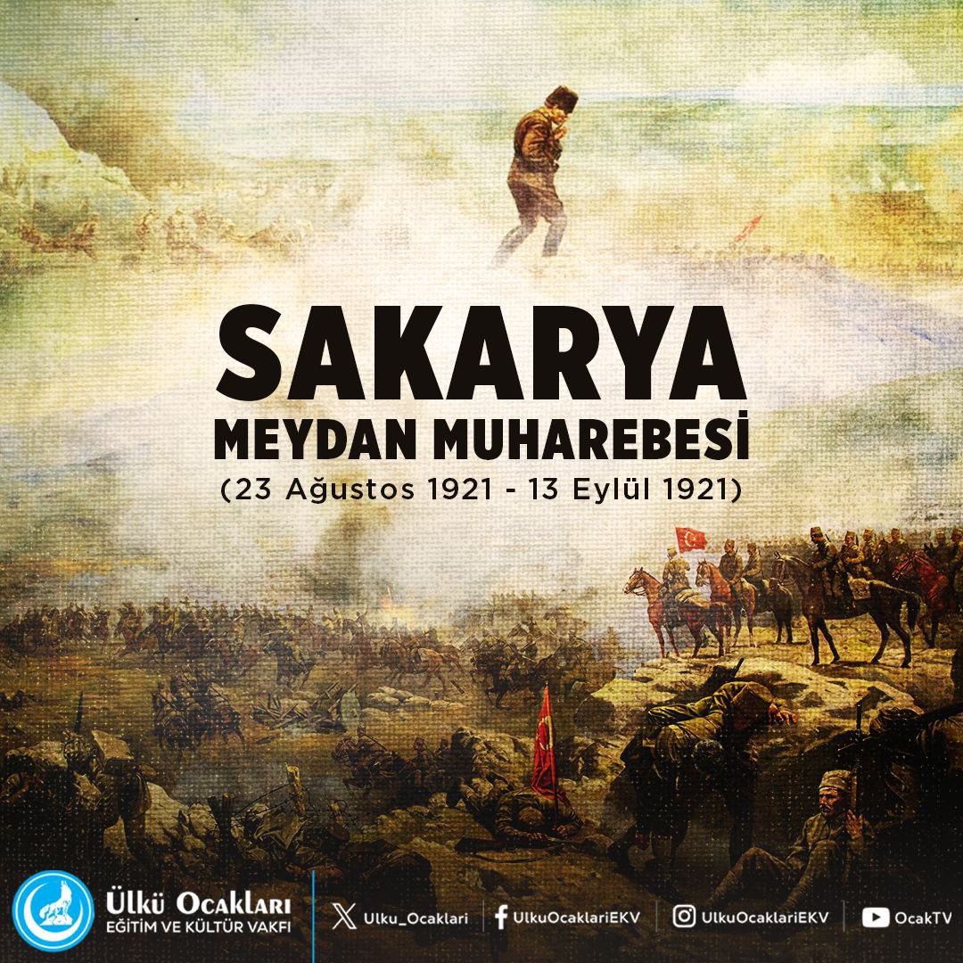 Büyük Türk Milletinin zaferiyle sonuçlanan 22 gün, 22 gece süren Sakarya Meydan Muharebesi'nin 104. yılında başta Gazi Mustafa Kemal Atatürk ve silah arkadaşları olmak üzere tüm şehitlerimizi, rahmet ve minnetle anıyoruz.