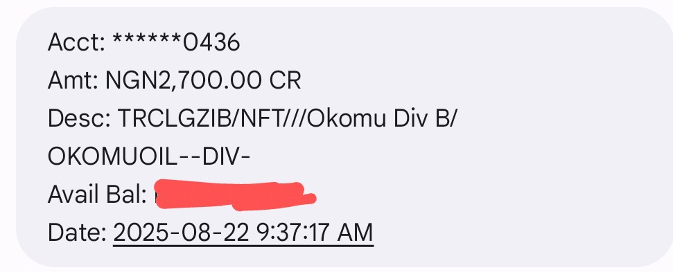 I started slowly building my stocks portfolio in January. Yesterday, I received a small dividend from Okomu Oil. 

How much is a plot of land in Banana Island again? Make I use this one do deposit.