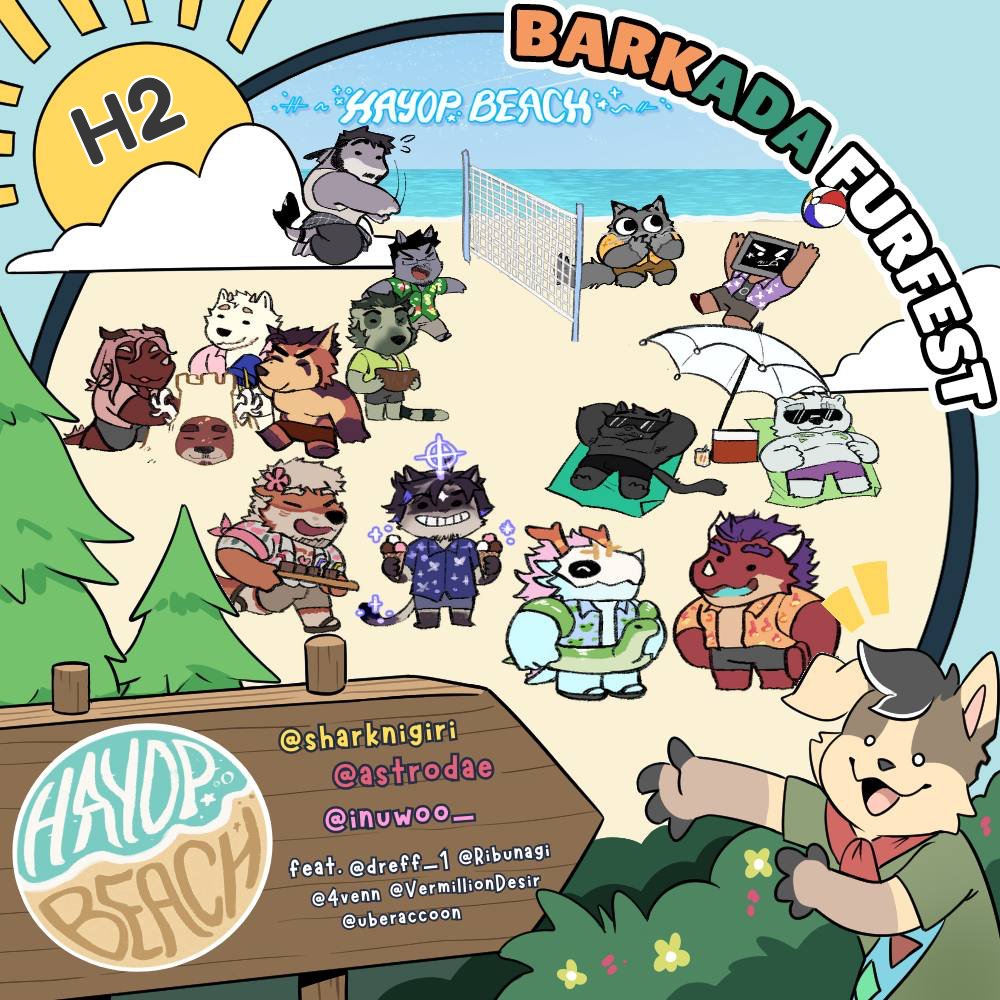 BarkadaCon's tweet image. Hayop Beach is heating up the room with focus on anthropomorphic and bara
characters. Pick and choose from sticker a6 prints and more.

#BARKADA25 
#BarkadaFurFest25