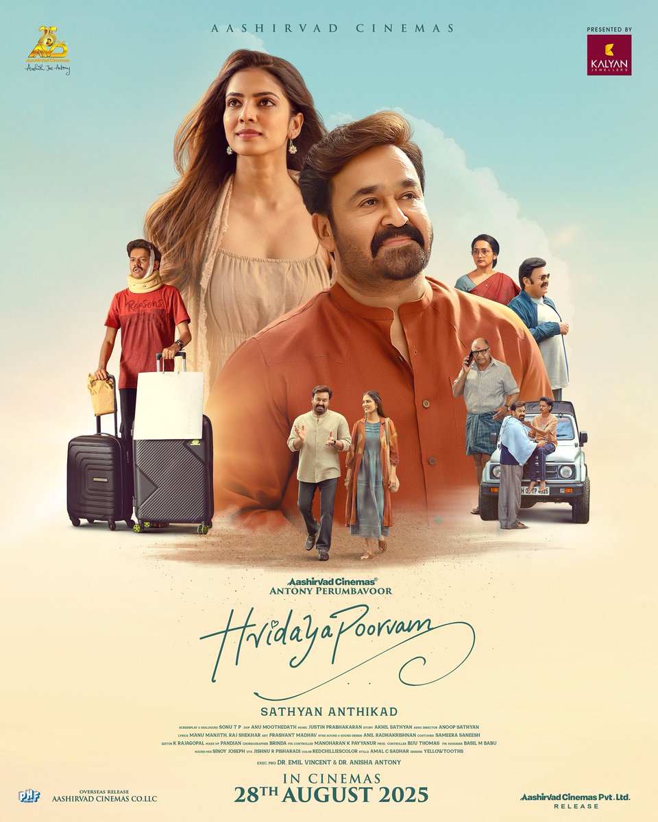 Aashirvad Cinemas (@aashirvadcine) on Twitter photo With Love to Your Hearts ❤️
#Hridayapoorvam from #August28
#OnamRelease
<a href="/Mohanlal/">Mohanlal</a> #SathyanAnthikad <a href="/antonypbvr/">Antony Perumbavoor</a> <a href="/MalavikaM_/">Malavika Mohanan</a>
#sangeethprathap <a href="/aashirvadcine/">Aashirvad Cinemas</a> <a href="/AVDdxb/">Aashirvad Cinemas Dubai</a> #sonuTP #akhilsathyan #anoopsathyan <a href="/APIfilms/">AP International</a> With Love to Your Hearts ❤️
#Hridayapoorvam from #August28
#OnamRelease
<a href="/Mohanlal/">Mohanlal</a> #SathyanAnthikad <a href="/antonypbvr/">Antony Perumbavoor</a> <a href="/MalavikaM_/">Malavika Mohanan</a>
#sangeethprathap <a href="/aashirvadcine/">Aashirvad Cinemas</a> <a href="/AVDdxb/">Aashirvad Cinemas Dubai</a> #sonuTP #akhilsathyan #anoopsathyan <a href="/APIfilms/">AP International</a>