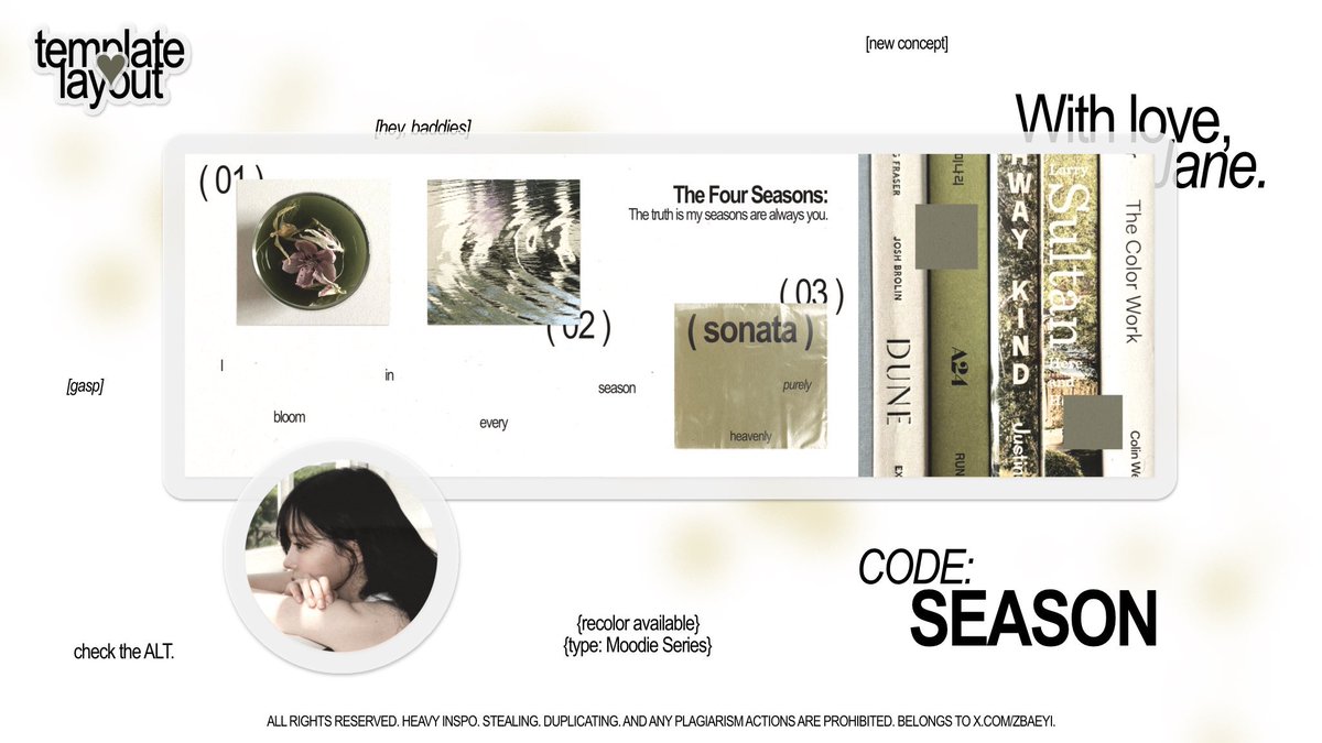 zbaeyi's tweet image. Help repost? Thank you! 💋

Hello baddies, aku ada 5 TEMPLATE layout yang bisa dijemput mulai hari ini yaa. Check alt for more information! 

🗓️ : SAT, 23 AUGUST 2025.
⏰ : 20.30 WIB 
✍🏻 : by DM @Leseuxy. 

Perhatikan ketentuan dan format yaa. &amp;lt;3

( #zonauang #zonaba #zonajajan )