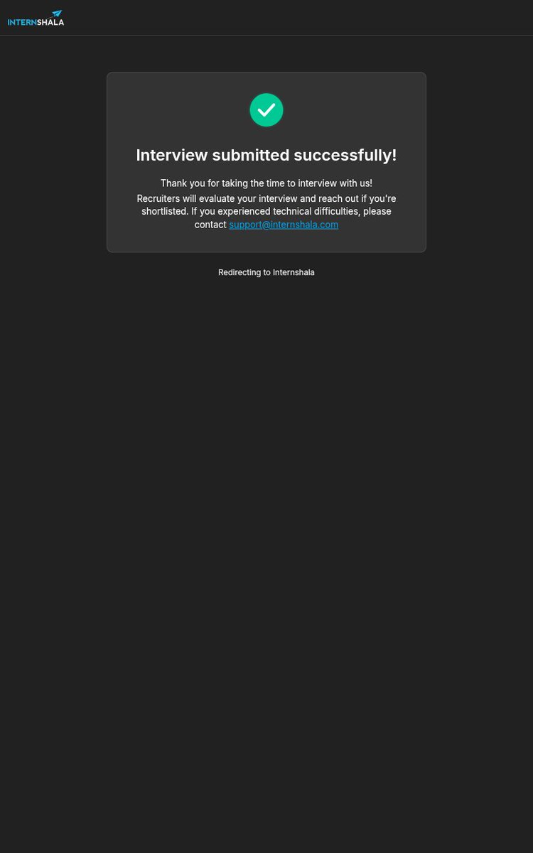 Gouranga_Khulna's tweet image. ✨ Just submitted my first interview on Internshala! 🚀
Feeling excited and a bit nervous, but every step counts on the journey to becoming a better developer. 💻🔥
#FirstInterview #InternshipJourney #KeepGrowing