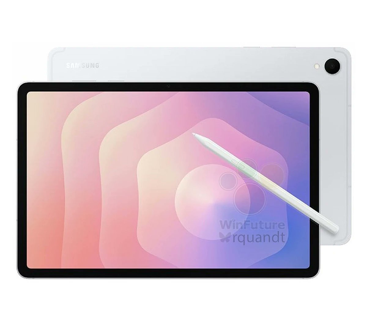 TheGalox_'s tweet photo. Galaxy Tab S11 official renders have leaked 

Specs include:

• Dimensity 9400+
• 11 inch QHD+ 120hz Dynamic Amoled Display
• 8400mah battery with 45w charging
• Quad Speakers
• IP68 water &amp; dust resistant
• 12gb ram &amp; up to 512gb storage
• One UI 8

Expected price of $799 https://t.co/GEimJZWg37