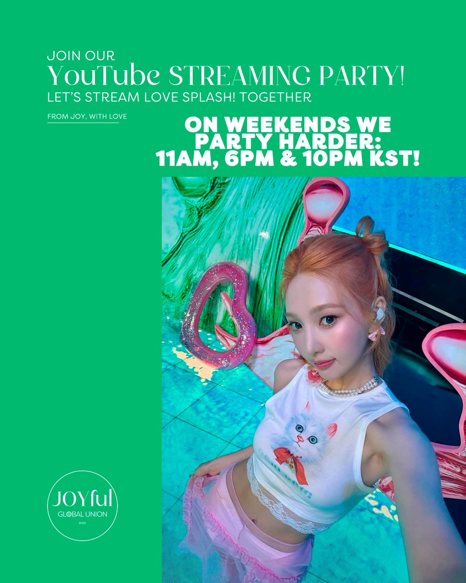 JOYful Global Union (@joyful_global) on Twitter photo It’s Love Splash! time!
Streaming Joy’s MV NOW at 6 PM KST. Dive in, vibe with us, and share your fave moment!
youtube.com/watch?v=-2fAmk…
#LoveSplash! #JOY_LoveSplash!
#FromJOYwithLove
#JOY #조이 <a href="/RVsmtown/">Red Velvet</a> It’s Love Splash! time!
Streaming Joy’s MV NOW at 6 PM KST. Dive in, vibe with us, and share your fave moment!
youtube.com/watch?v=-2fAmk…
#LoveSplash! #JOY_LoveSplash!
#FromJOYwithLove
#JOY #조이 <a href="/RVsmtown/">Red Velvet</a>