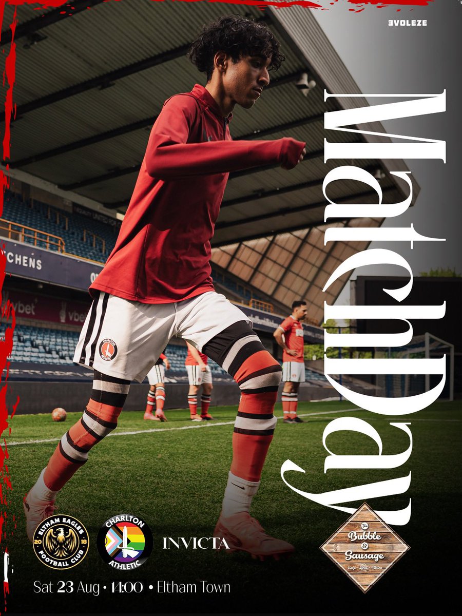 MATCH-DAY

🆚 Eltham Eagles 
🏆 Pre-Season Friendly 
🏟️ Eltham Town 
⏰ 14:00 (2pm BST)
🌦️ ☁️ 21
🎟️ Spectators Welcome 
#️⃣ #AllDifferentAllTogetherAllCharlton