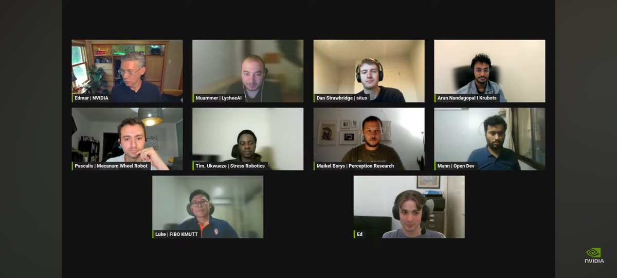 Somehow I got to be on <a href="/nvidiaomniverse/">NVIDIA Omniverse</a> livestream alongside talented participants from the <a href="/LycheeAI_X/">LycheeAI</a> Isaac Tournament.

An amazing experience 🙃
#simulation #isaacsim #ros2 #Robotics