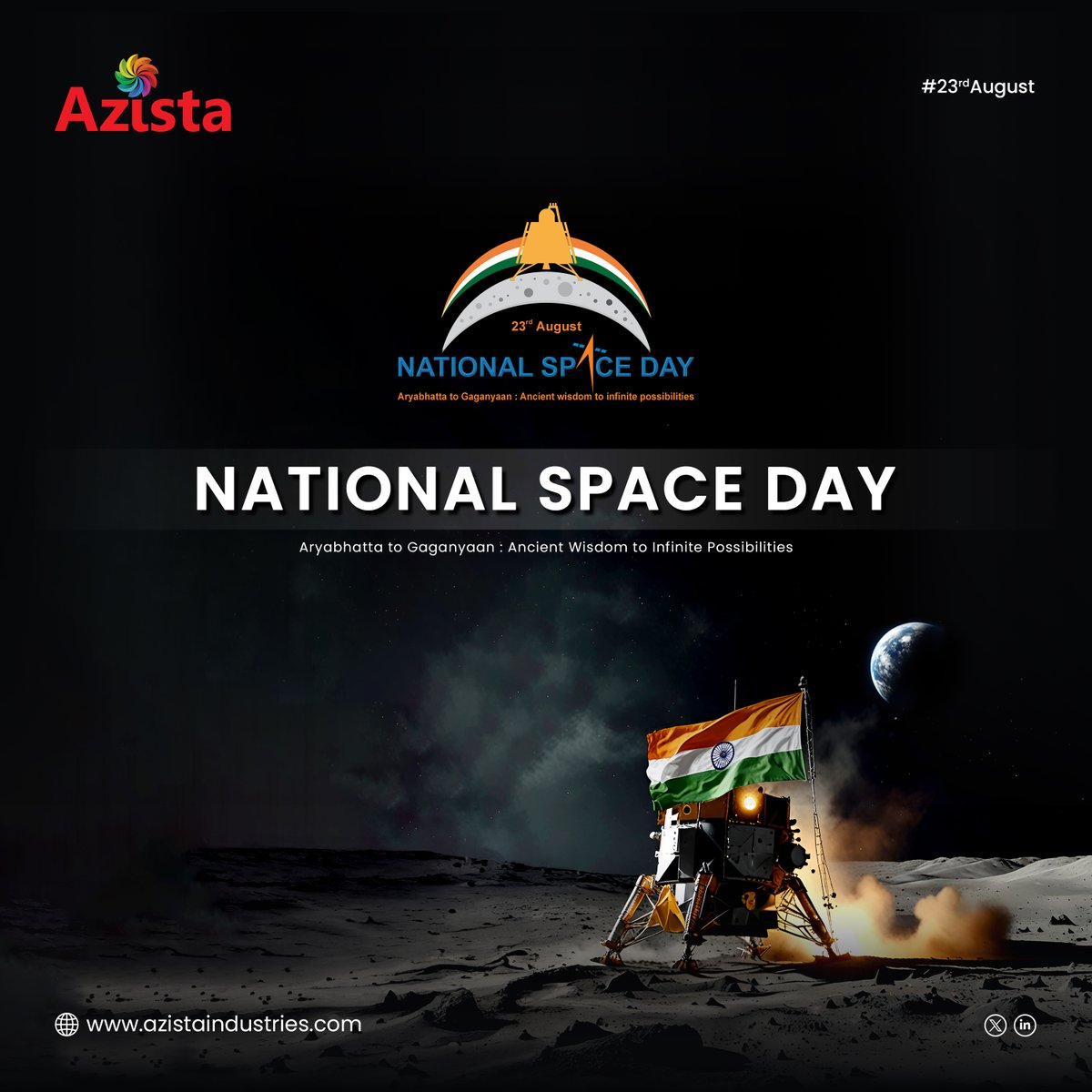 Happy National Space Day!

On 23 August 2023, India made history by successfully landing Chandrayaan-3’s Vikram Lander on the lunar surface. With this achievement, India became the fourth country to land on the Moon and the first to land near the southern polar region.

On this