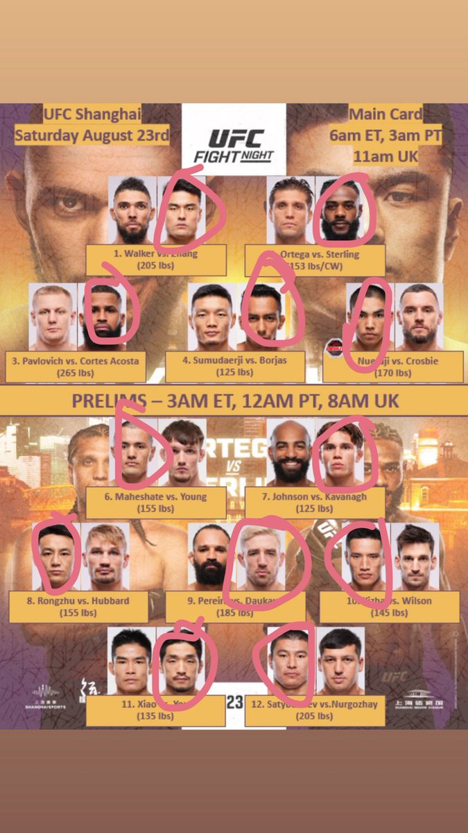 Official picks for #UFCShanghai