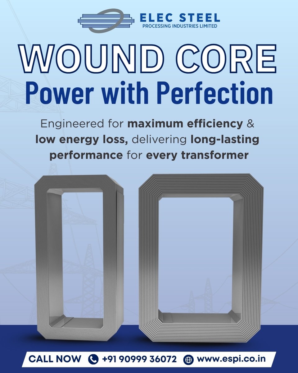 espilimited's tweet image. Wound Core, Engineered for Excellence.
💡 Low energy loss
⚙️ Maximum efficiency
🔩 Built for long-lasting transformer performance
Made by ESPIL – Elec Steel Processing Industries Ltd.
👉 espi.co.in
#WoundCore #TransformerTech #CRGO #ElectricalSteel #EnergyEfficiency