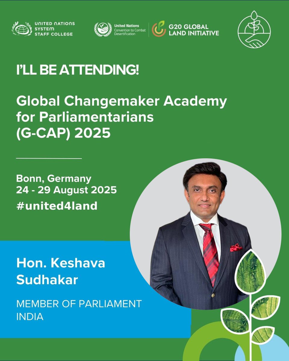 Dr Sudhakar K (@drsudhakar_) on Twitter photo Honored to represent India at the Global Changemaker Academy for Parliamentarians (G-CAP) 2025 in Bonn, Germany (24–29 August), organized under the UN and G20 Global Land Initiative.
India, under the visionary leadership of Hon’ble Prime Minister Shri <a href="/narendramodi/">Narendra Modi</a> Modi Ji, has Honored to represent India at the Global Changemaker Academy for Parliamentarians (G-CAP) 2025 in Bonn, Germany (24–29 August), organized under the UN and G20 Global Land Initiative.
India, under the visionary leadership of Hon’ble Prime Minister Shri <a href="/narendramodi/">Narendra Modi</a> Modi Ji, has