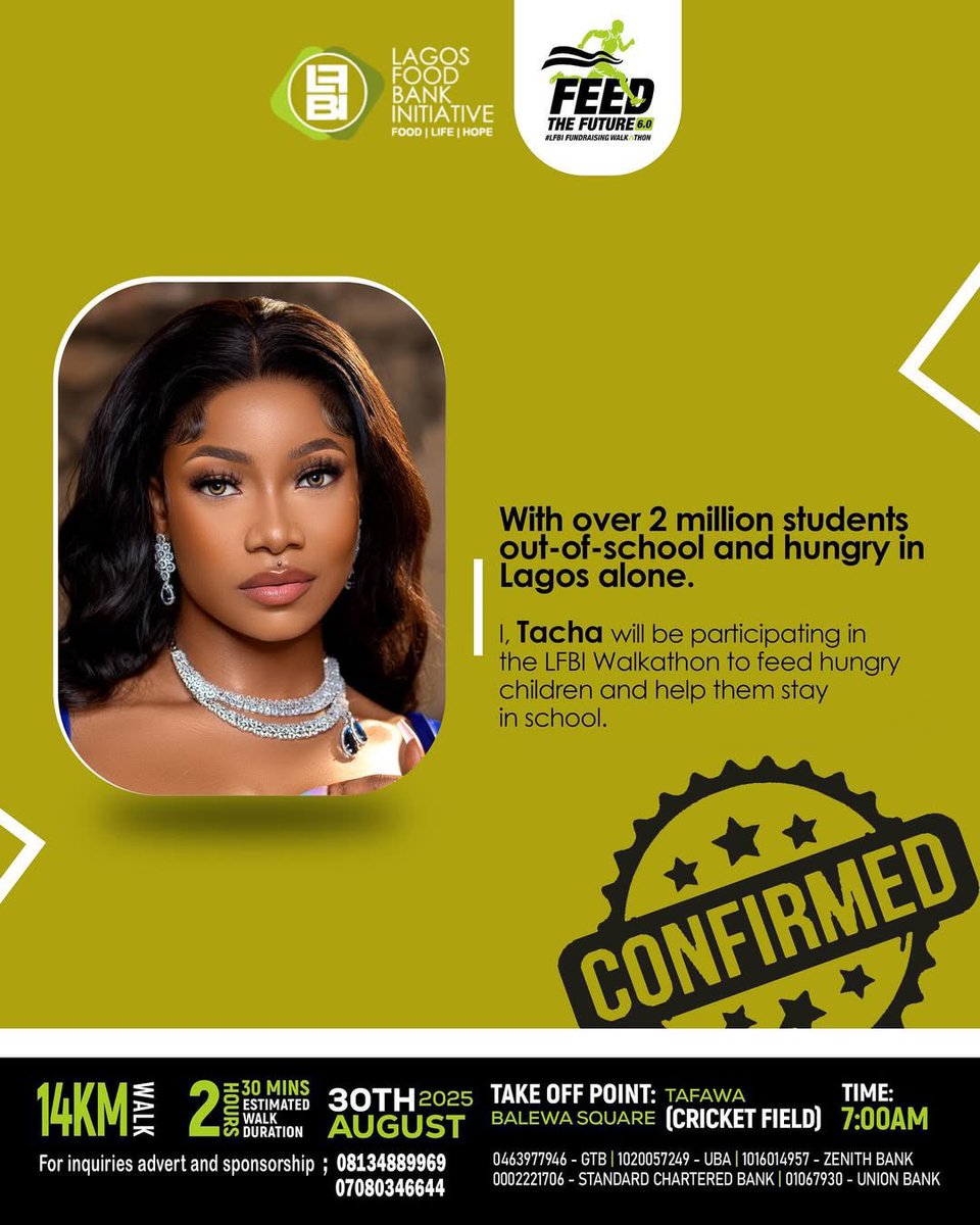 HELLOTACHA 🔱 (@hellotacha) on Twitter photo Guess who’s bringing extra star power to the Walkathon Feed the Future 6.0 #lfbiwalkathon 💃✨ None other than the one and only <a href="/Symply_Tacha/">TACHA🔱🇬🇭 🇳🇬</a> ! 🎉
#TachaGWR Guess who’s bringing extra star power to the Walkathon Feed the Future 6.0 #lfbiwalkathon 💃✨ None other than the one and only <a href="/Symply_Tacha/">TACHA🔱🇬🇭 🇳🇬</a> ! 🎉
#TachaGWR