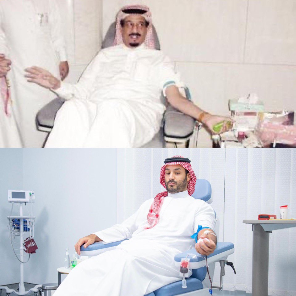 #حملة_ولي_العهد_للتبرع_بالدم

اذا اصبح الإلهام والقيادة متجسدا وممثلا بالعمل
فانه يعكس اعلى امثلة القدوة. 
تبرع سمو ولي العهد وقائد مسيرة التنمية بالمملكة #محمد_بن_سلمان بالدم انما هو امتداد لعهود زاهرة سطر فيها آل سعود اسمى امثلة التواجد الاجتماعي والالتحام بشعب اخذ من قادته