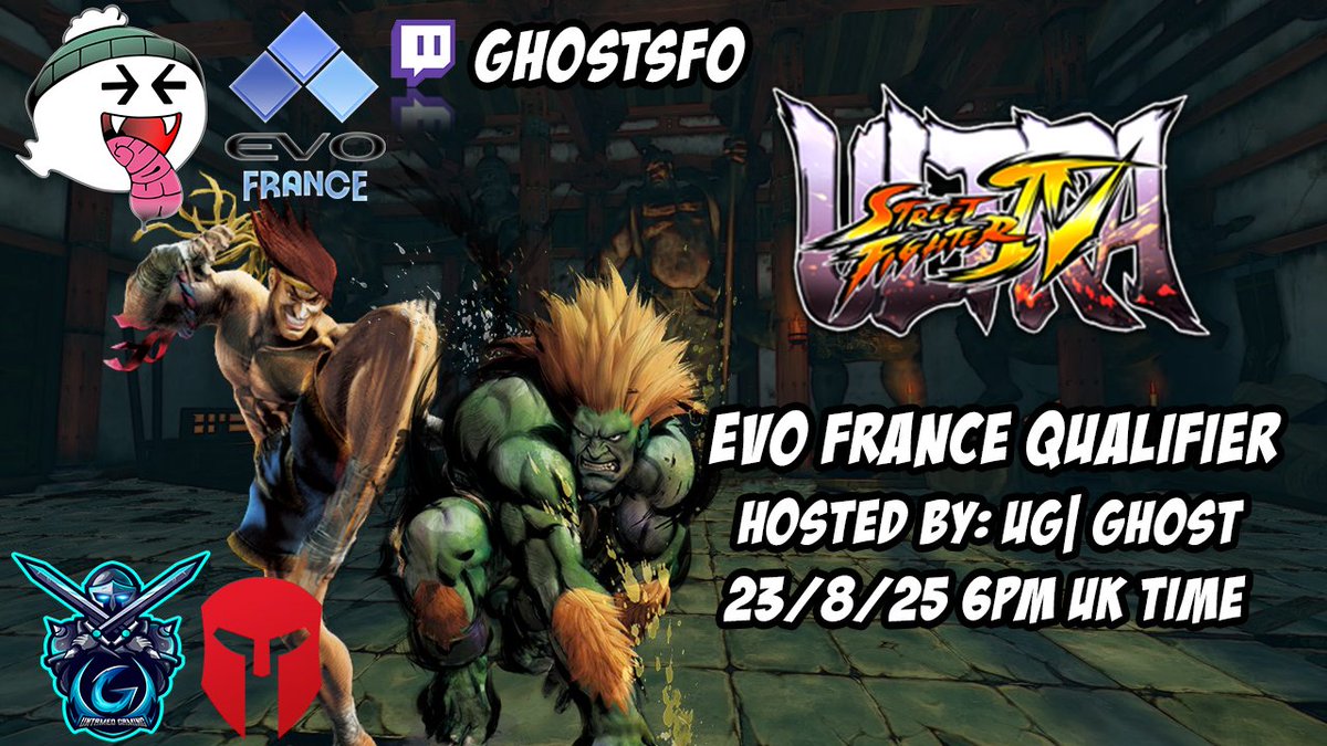 First of the EVO France qualifiers tonight. Ultra Street Fighter 4!

Winner gets their tournament + venue entry paid for courtesy of Untamed Gaming. EU + PC only.

<a href="/GagapaArcade/">Gagapa / Dojo / SF4</a> <a href="/Phenixuuu/">Phenix 💢🍉</a> + many more top players in the bracket already. Discord link below, retweets appreciated 👻