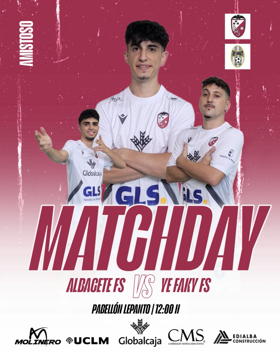 Albacete Fútbol Sala (@albacetefsala) on Twitter photo 🦇 ¡𝐌𝐀𝐓𝐂𝐇𝐃𝐀𝐘! 🤍
📍Pabellón Lepanto
⌚️ 12:00 horas
🆚️ <a href="/yefaky/">Ye Faky FS</a>
💳 Abonados: entrada gratuita
🎟 No abonados: 5€/general, 3€/infantil 🦇 ¡𝐌𝐀𝐓𝐂𝐇𝐃𝐀𝐘! 🤍
📍Pabellón Lepanto
⌚️ 12:00 horas
🆚️ <a href="/yefaky/">Ye Faky FS</a>
💳 Abonados: entrada gratuita
🎟 No abonados: 5€/general, 3€/infantil